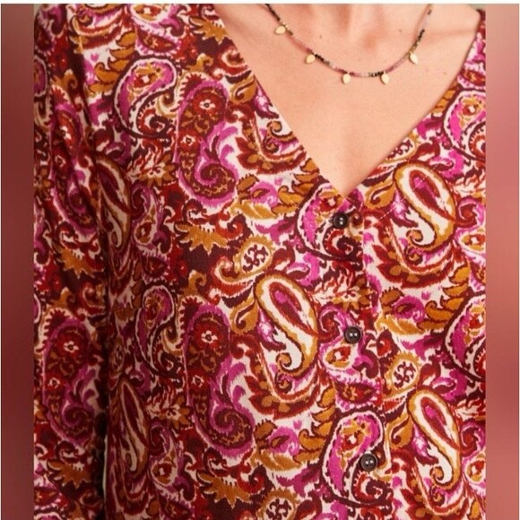 Garnet Hill Phoebe Button Front Knit Dress Size Medium Multicolor Jersey Pockets - Picture 3 of 13